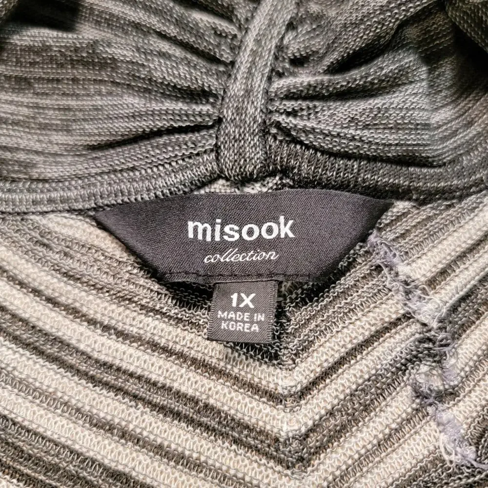 Misook‎ Plus Size 1X Cardigan Sweater Chevron Striped Long Duster Stretch Knit